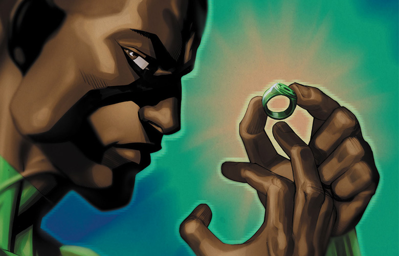 John Stewart of the Green Lantern Corps. Art by Bernard Chang for the cover of 'Green Lantern Corps' #22. Courtesy of DC Comics.