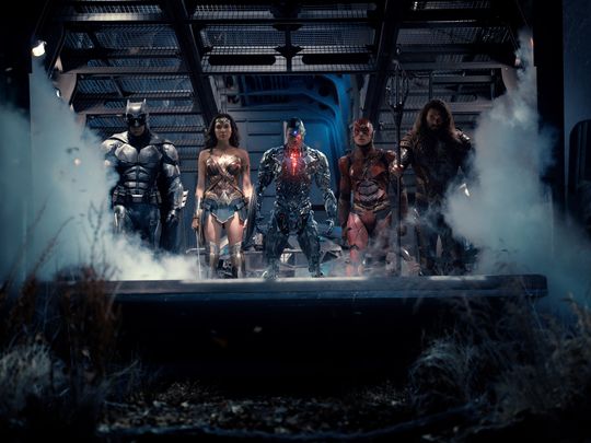 Aquaman and other members of the Justice League appear to be practicing their brooding. Courtesy of Warner Bros.