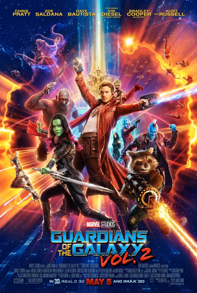 The movie poster for "Guardians of the Galaxy Vol. 2" now in full color.