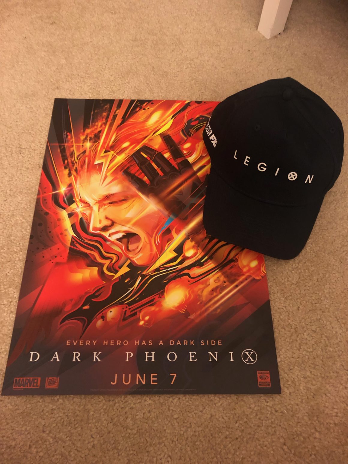 Goodies for attending the Dark Phoenix and Legion panel. Photo: Danny Pham/dorkaholics.