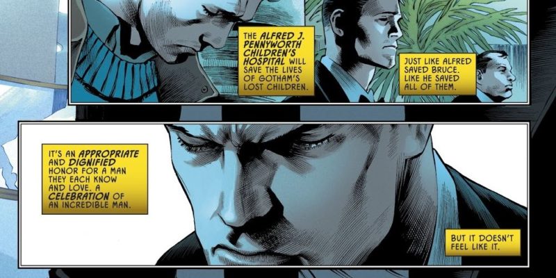 "The Alfred J. Pennyworth Children's Hospital will save the lives of Gotham's lost children. Just Alfred saved Bruce. Like he saved all of them."