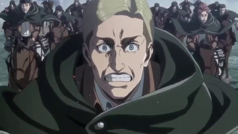 In the most epic scene in Attack On Titan, Erwin Smith led the Survey Corp to a suicide charge. Photo: Wit Studio