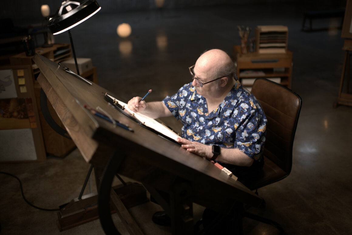 Eric Goldberg joined Disney Animation as the supervising animator of Genie for 1992’s Aladdin. He is considered one of the greatest animators in history. In this episode of Sketchbook, he revisits the character Genie. (Disney/Richard Harbaugh)